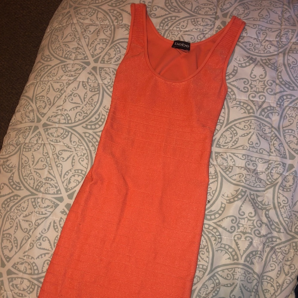 Bebe orange tight bodycon dress
